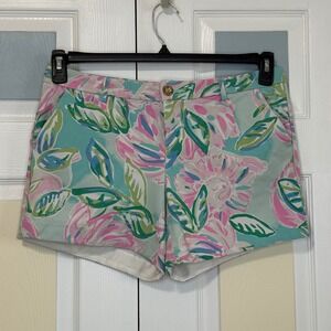 Lilly Pulitzer Callahan Floral Shorts Pink Teal Green Size 10 Style 001273
